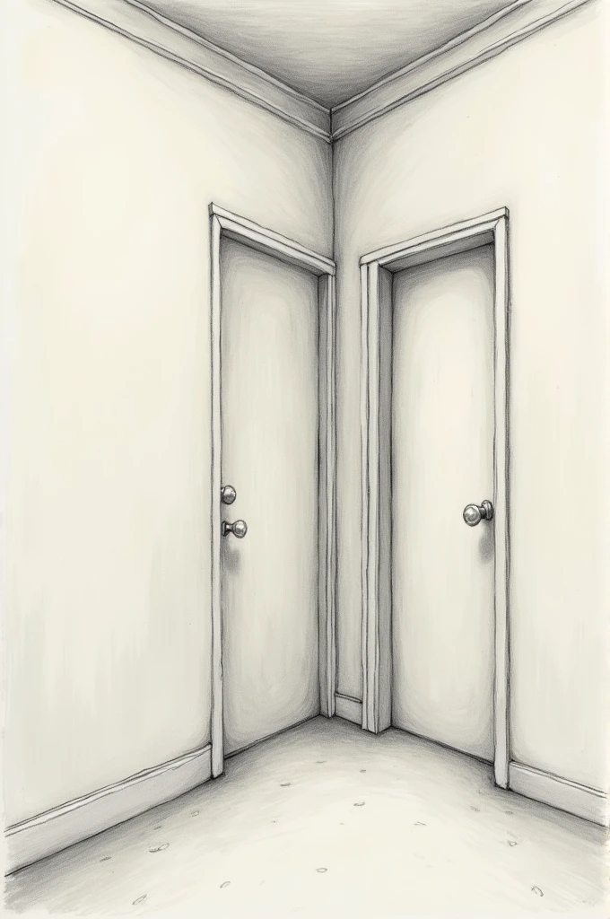 Draw a wall with a door and the door is more towards the left side leaving the right wall wider