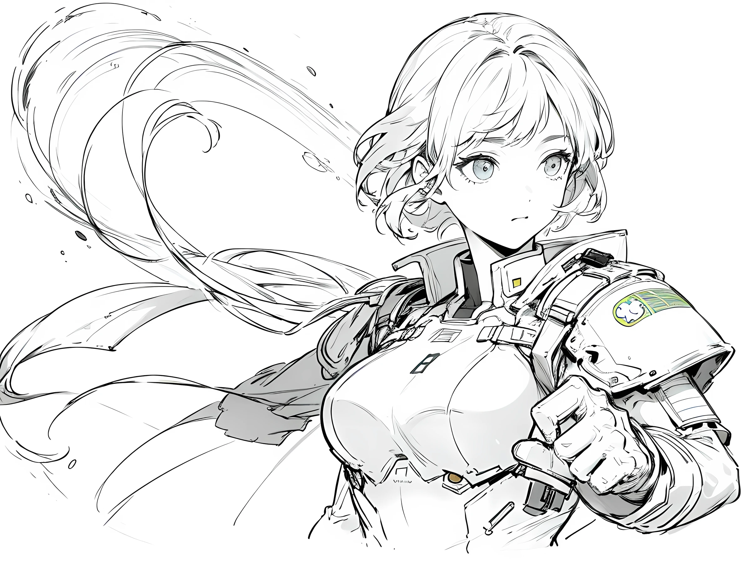 (best quality:1.4)), white background, (bust), female soldier