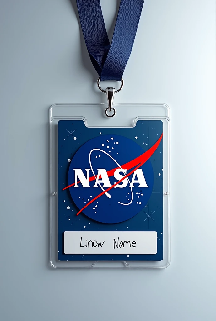 Create an image of a NASA ID badge where there is a space for children to write their name