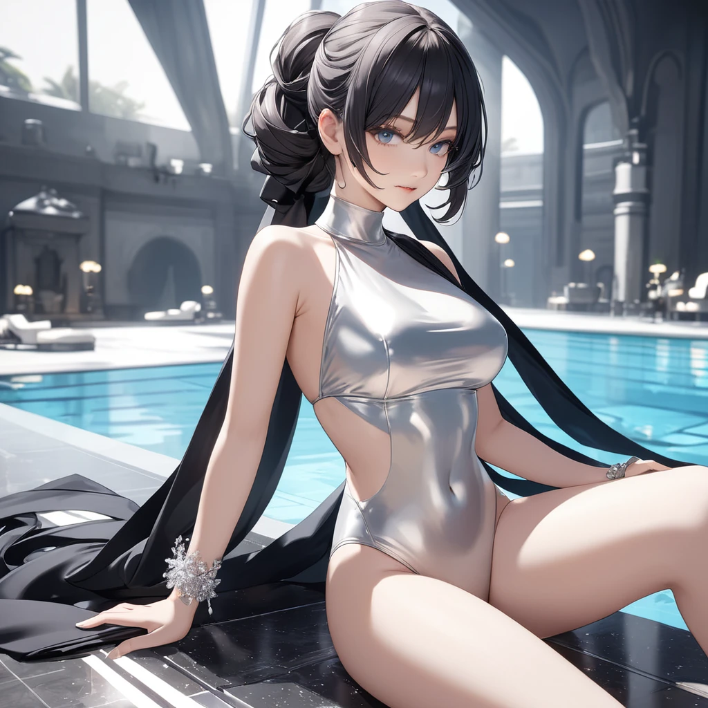 SAUNA,(Random sexy Pose),(floating in water),(soaked),(rash guard:1.2),(Thin type),(large breasts),(random sex pose:1.5),(random hairstyle),(Highest image quality,(8K), Ultra-realistic, Best Quality, High quality, High Definition, high quality texture, high detailing, Beautiful detailed, fine detailed, extremely details CG, Detailed texture, realistic representation of face, masterpiece, presence)