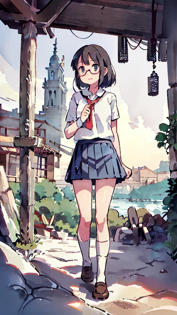 Dazzling Light、Many towers in the distance、Big Moon、metropolis、Tall buildings、Looking up at the stars、water、Midnight、Moon、Blue light、sky、sea、Nsfw、masterpiece, high quality, 4K, HDR,, Stable Diffusion prompt:  girl with short、brown hair and red-framed glasses, wearing a white blouse and navy skirt, white panties visible, navy socks and brown loafers, in a state of arousal and trembling with sexual climax,simple illustration style, In a nichijou (everyday life) Setting Image generation AI model used: Stable Diffusion (eleet- model)

id: i2