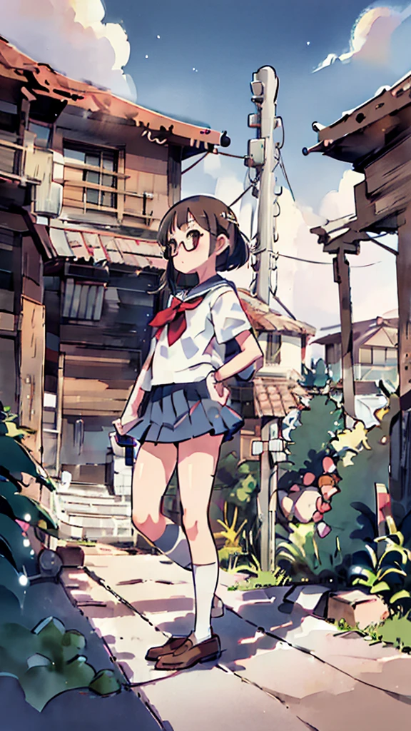 Dazzling Light、Many towers in the distance、Big Moon、metropolis、Tall buildings、Looking up at the stars、water、Midnight、Moon、Blue light、sky、sea、Nsfw、masterpiece, high quality, 4K, HDR,, Stable Diffusion prompt:  schoolgirl with short、brown hair and red-framed glasses, wearing a white blouse and navy skirt, white panties visible, navy socks and brown loafers, in a state of arousal and trembling with sexual climax,simple illustration style, In a nichijou (everyday life) Setting Image generation AI model used: Stable Diffusion (eleet- model)

id: i2