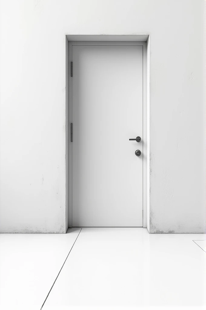 Draw a wall with a door and the door is more towards the left side leaving the right wall wider erase a door Make the perspective frontal and with the new wall everything very clean