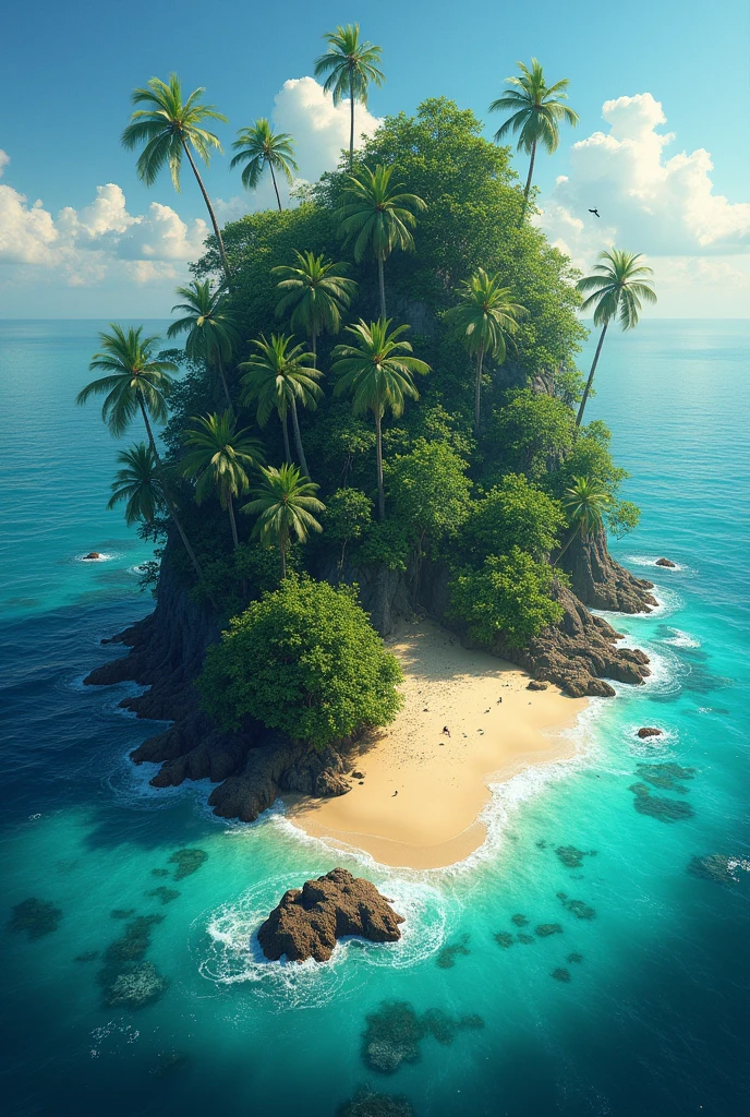 A tropical island in the middle of the ocean, full of mystery