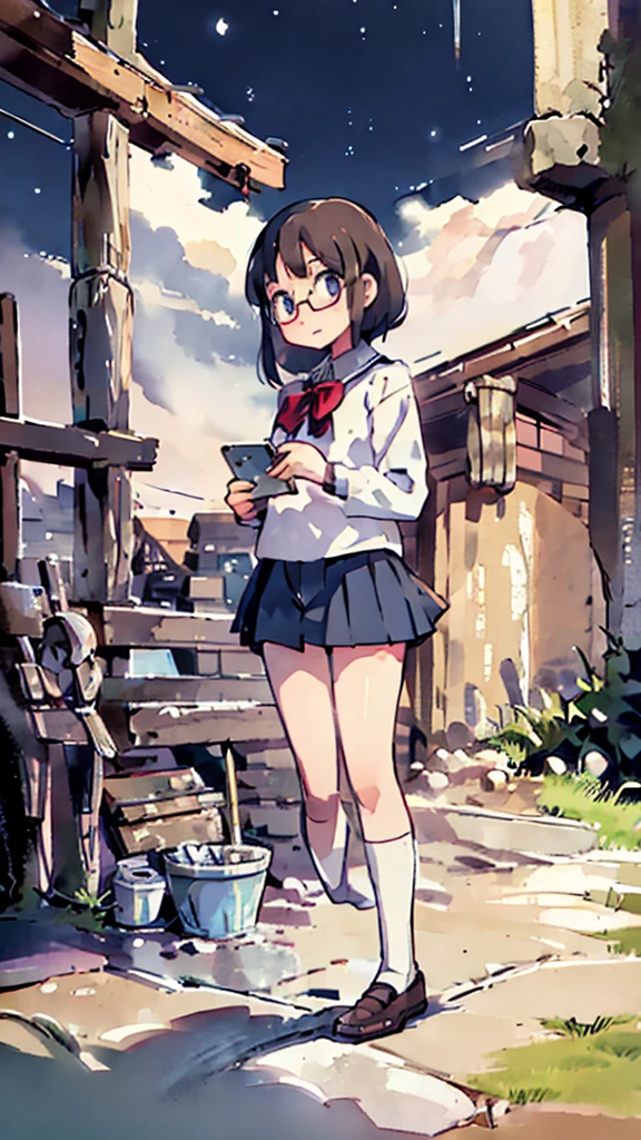 Midnight、Moon、Blue　light、sky、sea、Nsfw、masterpiece, high quality, 4K, HDR,, Stable Diffusion prompt:  schoolgirl with short、brown hair and red-framed glasses, wearing a white blouse and navy skirt, white panties visible, navy socks and brown loafers, in a state of arousal and trembling with sexual climax,simple illustration style, In a nichijou (everyday life) Setting Image generation AI model used: Stable Diffusion (eleet- model)

id: i2