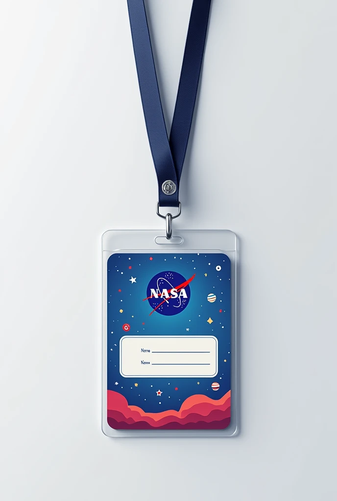 create an image of a nasa ID badge where there is a space for children to write their name on the badge 1300