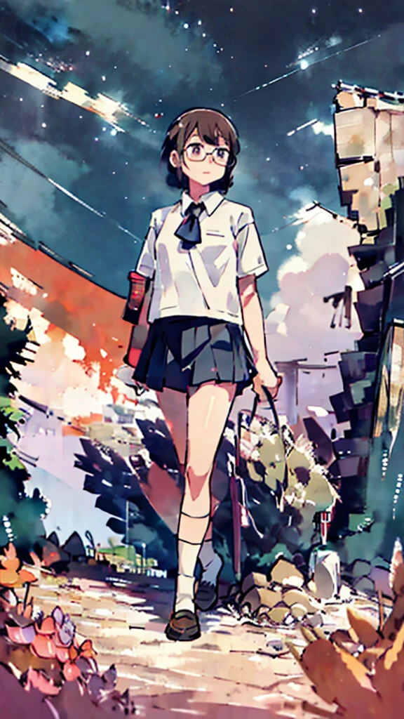 Dazzling Light、Many towers in the distance、Big Moon、metropolis、Tall buildings、Looking up at the stars、water、Midnight、Moon、Blue light、sky、sea、Nsfw、masterpiece, high quality, 4K, HDR,, Stable Diffusion prompt: schoolgirl with short、brown hair and red-framed glasses, wearing a white blouse and navy skirt, white panties visible, navy socks and brown loafers, in a state of arousal and trembling with sexual climax,simple illustration style, In a nichijou (everyday life) Setting Image generation AI model used: Stable Diffusion (eleet- model)
id: i2