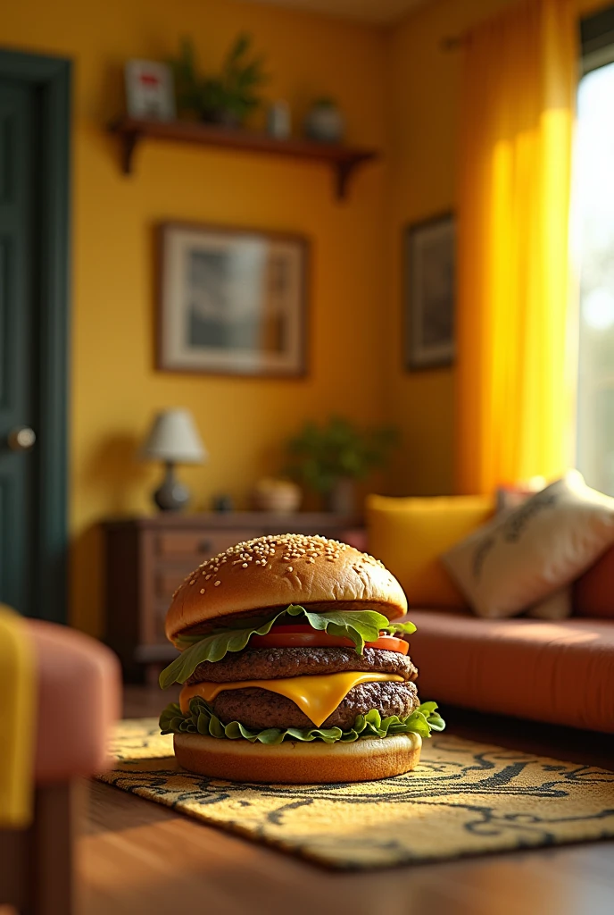 Burger inside a house yellow and black logo