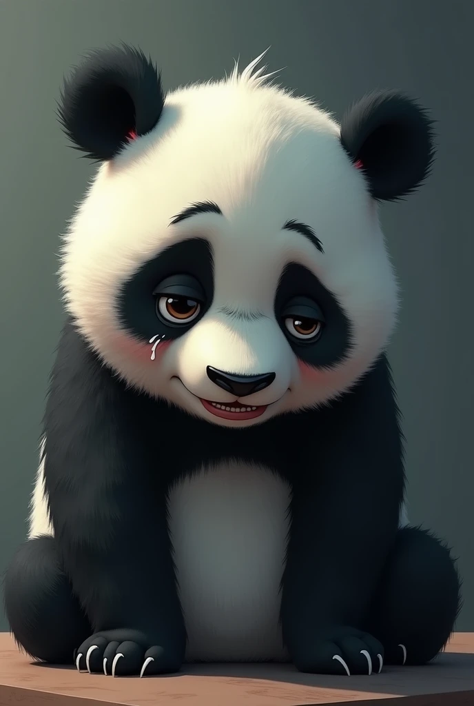 Sad animated panda bear
