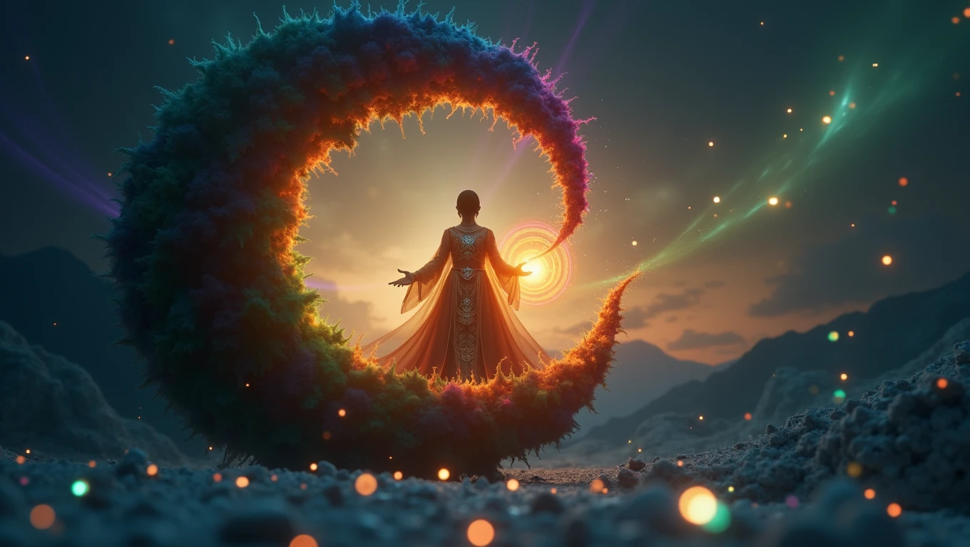 Magician with rainbow-colored powers