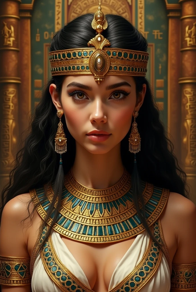 Beautiful young Cleopatra in full dress