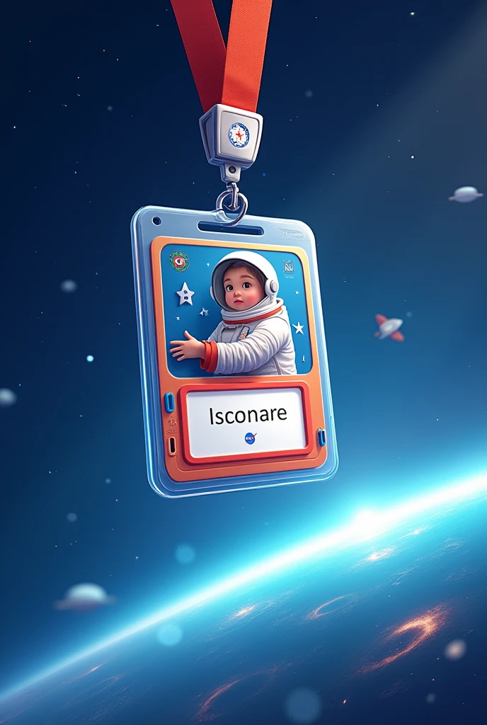 create an image of a nasa ID badge where there is a space for children to write their name written on the badge 1300 enlarged large