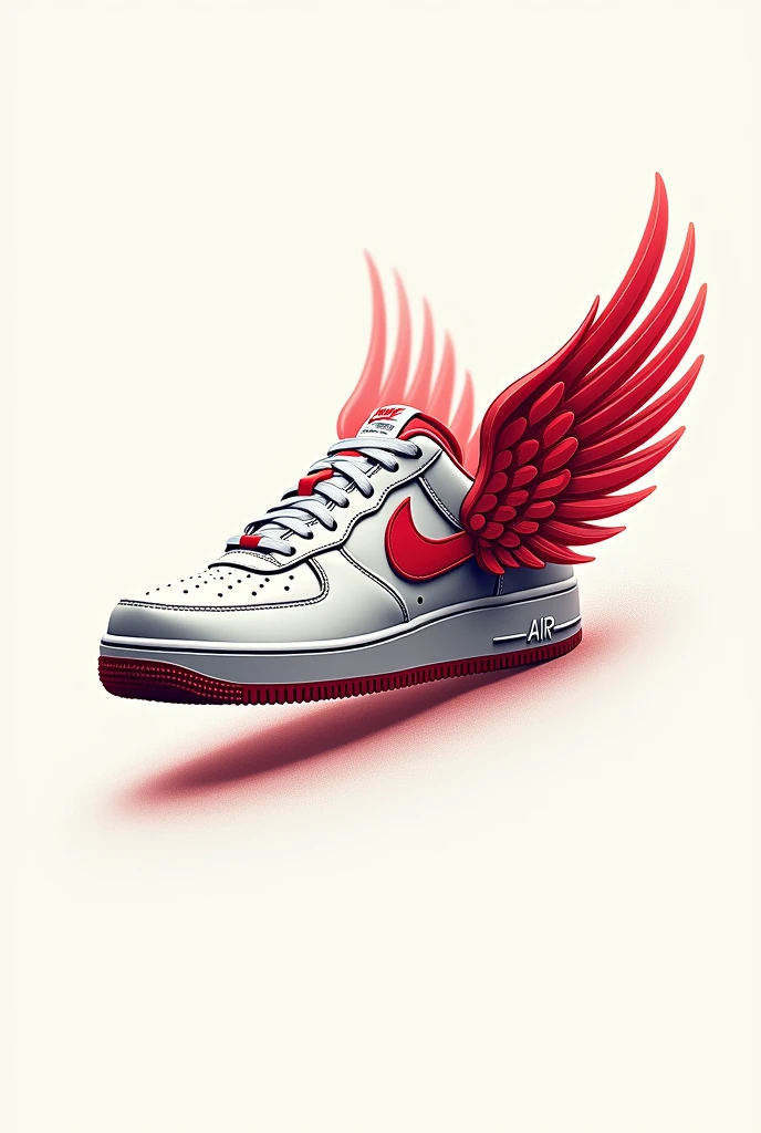 Create logo for instagram profile picture.
Nike air force | low retro branco/rot.
Tennis with wings and flying. Nike sneakers with wings to fly.
Write the following sentence on the image: Drip do dia