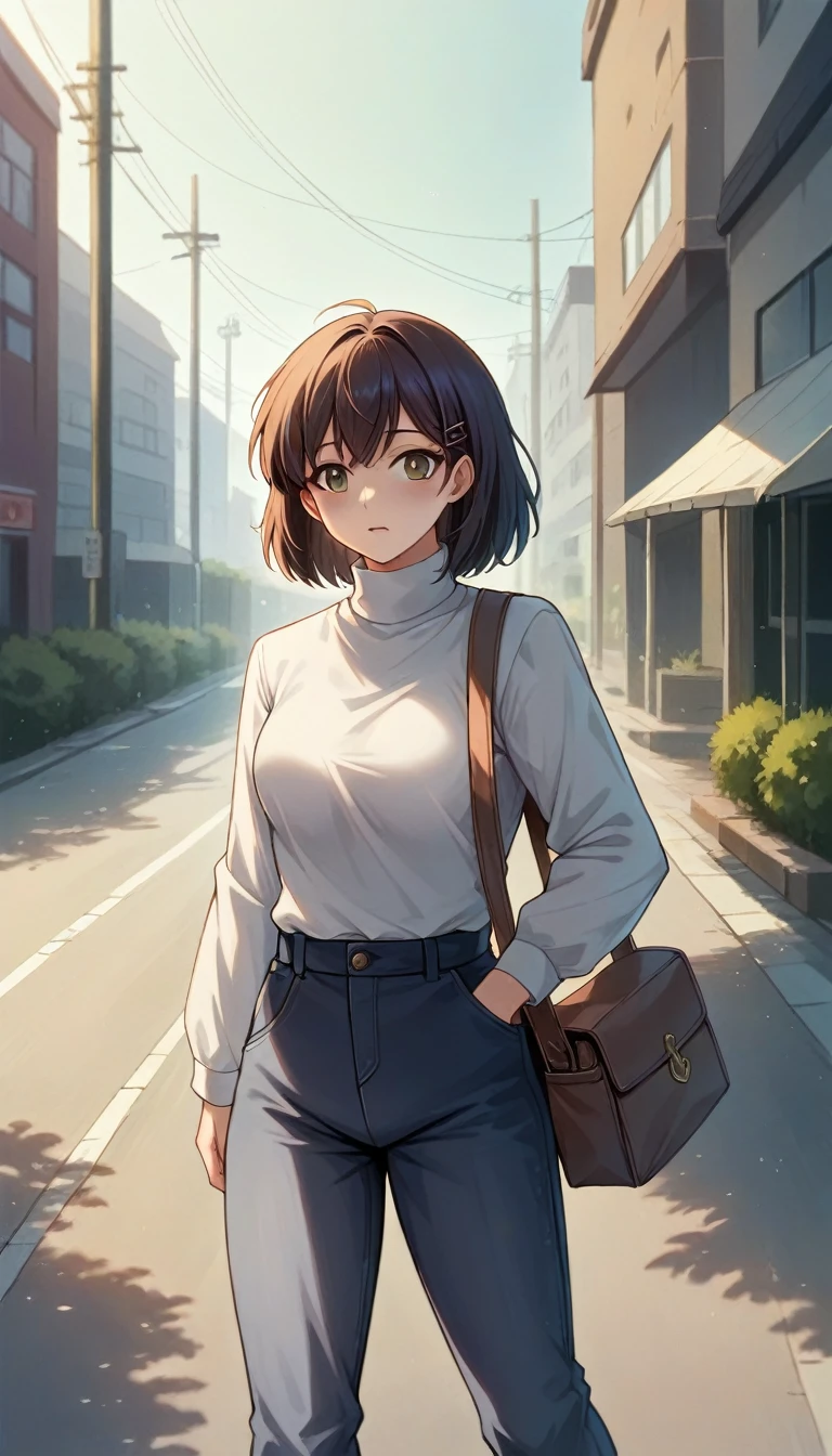 (Colossal tits、Turtleneck knitwear、Shoulder bag)、(top-quality,masterpiece:1.3,超A high resolution,),(ultra-detailliert,Caustics),(Photorealsitic:1.4,RAW shooting,)Ultra-realistic capture,A highly detailed,high-definition16Kfor human skin、 Skin texture is natural、、The skin looks healthy with an even tone、 Use natural light and color,One Woman,japanes,,kawaii,A dark-haired,Middle hair,(depth of fields、chromatic abberation、、Wide range of lighting、Natural Shading、)、(Hair swaying in the wind:1.2)、Streets of Tokyo
