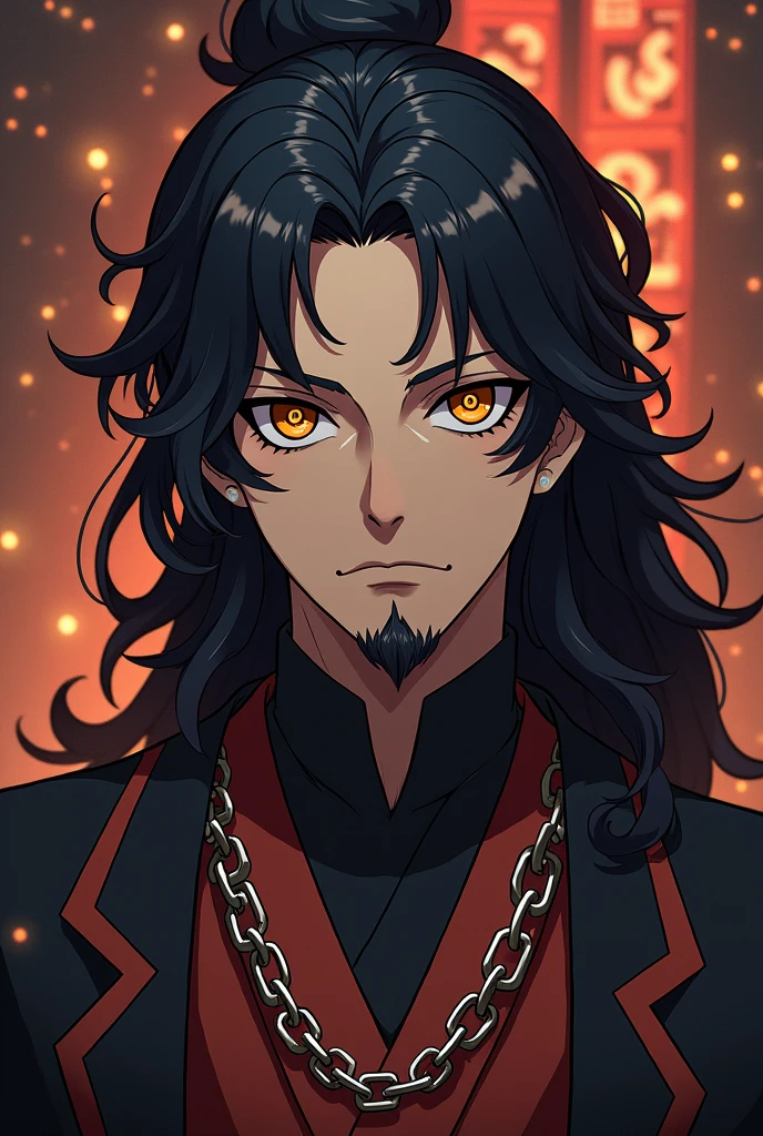 Prompts Copiar prompts absurdos, high resolution, ultra detaild, HDR, work of art, best qualityer, extremly detailed face and eyes, Rengoku Kyojuro, Bblack hair, detailed braids, goatee, less hair, expressive orange eyes, African traits, Kimetsu no Yaiba, standing alone, sexy man, bonitas, fancy, chains, fire flies