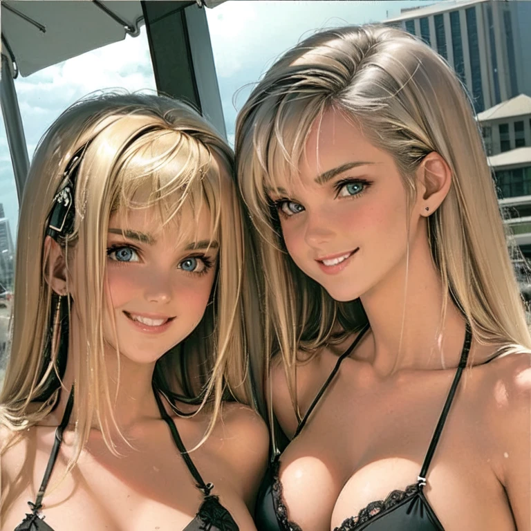 swap face summer storm black lingerie beautiful blonde
