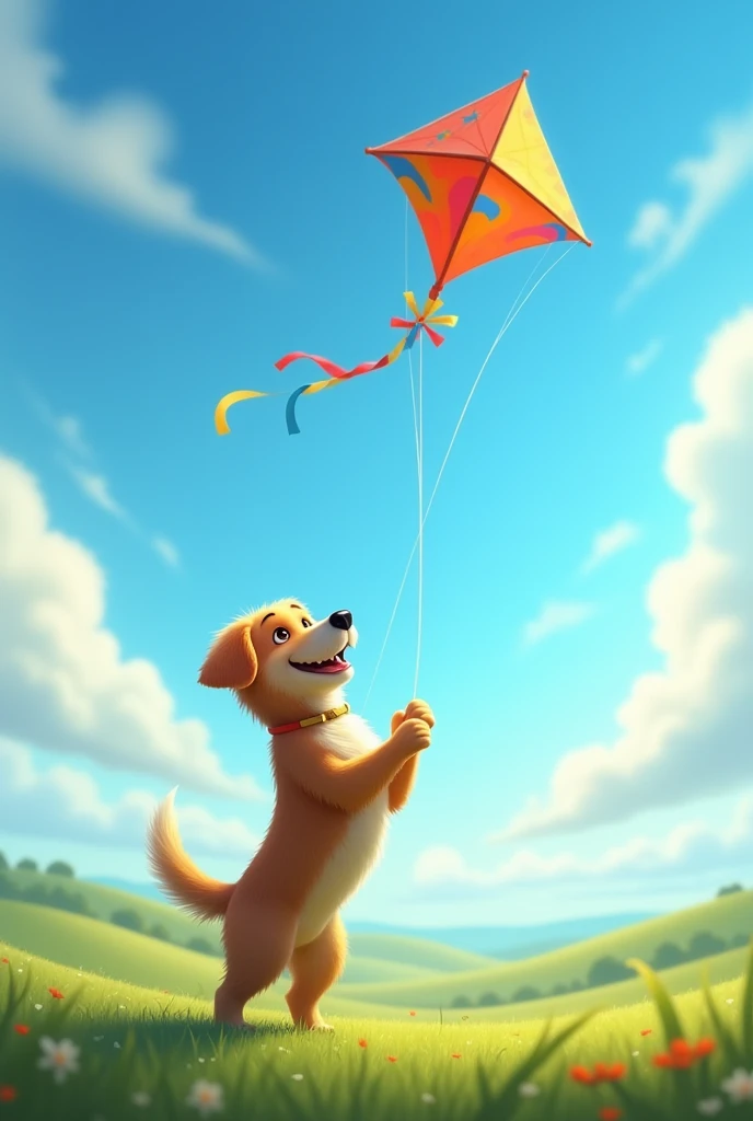 dog flying a kite
