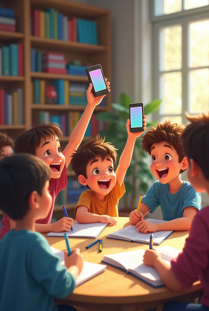 children posting on social media that they are studying 