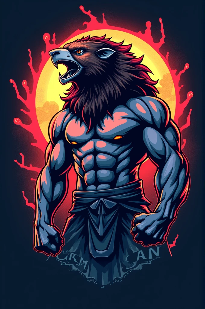 Design a logo that combines the image of a titan and a wild animal, like a lion or an eagle, representing the strength of the team "Titans of the Wild", with vibrant and modern colors.