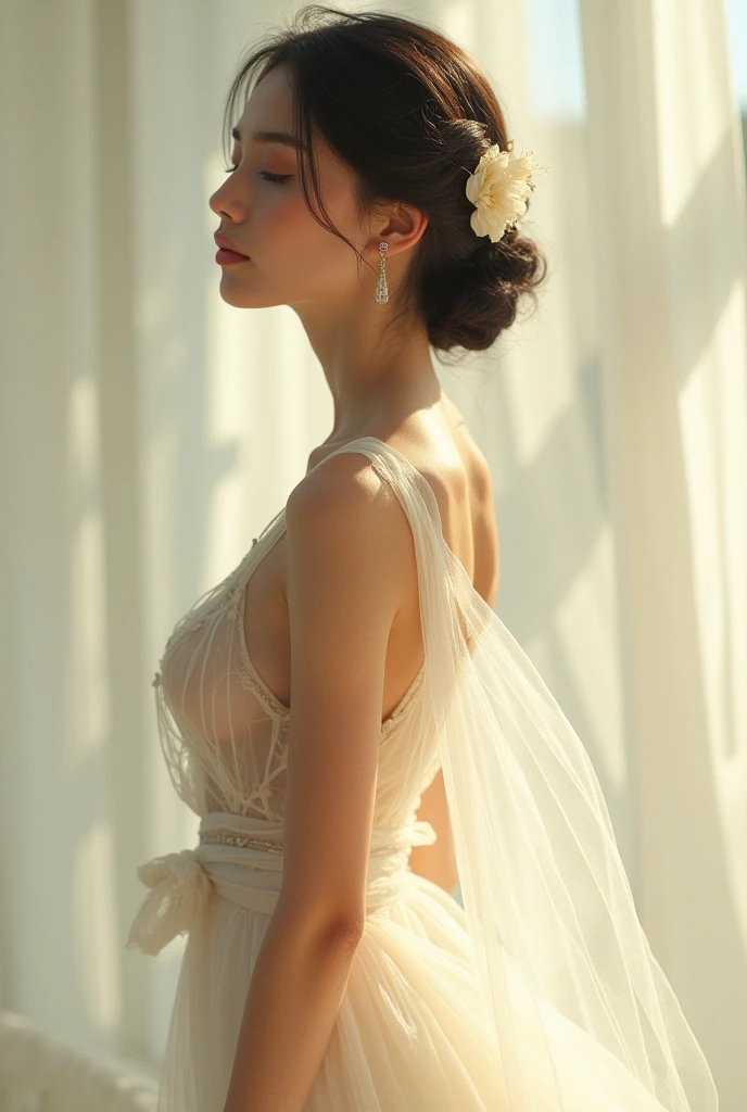 role model, dainty, environment in light tones, 8k, clear clothing, harmony