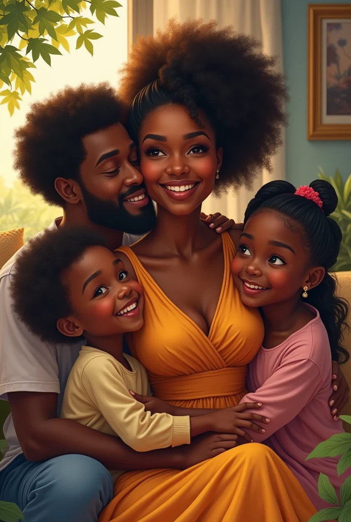 Beautiful black women  with her family 