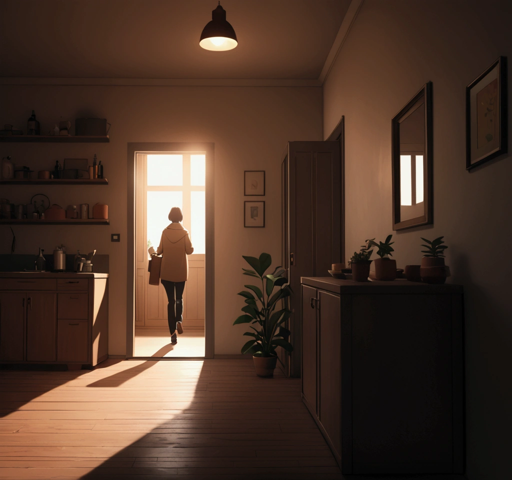 Reaches the house and walk in apartment