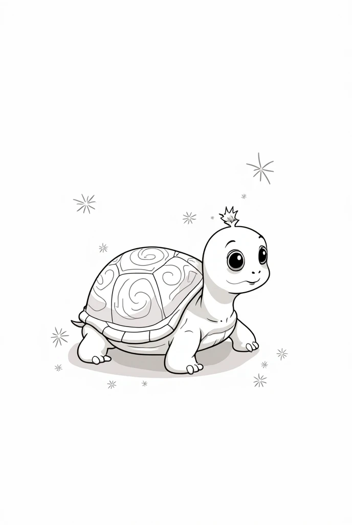 magic turtle, line art, cute, white background, no color, 2d, 1:1