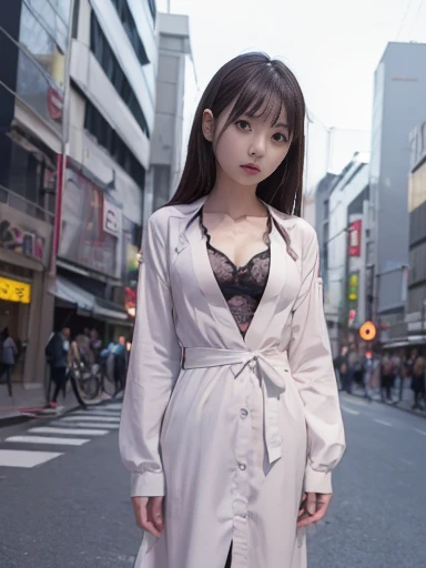 Japanese female, (underweight), (flat chest best quality:1.5), 30 years old,
big city, (vampire), cars, (panicking:1.2), standing, medium hair, (dress), Japanese, Scene of Wonder, full body shot, ground-level shot