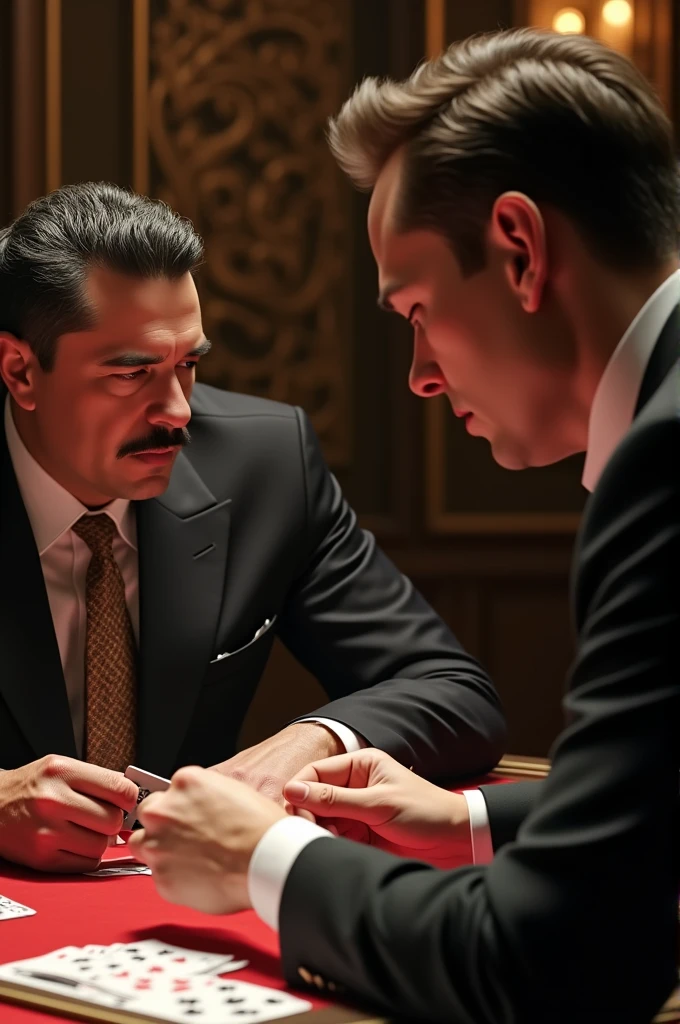 Nicolas Maduro and Elon Musk playing cards (Gamblers)