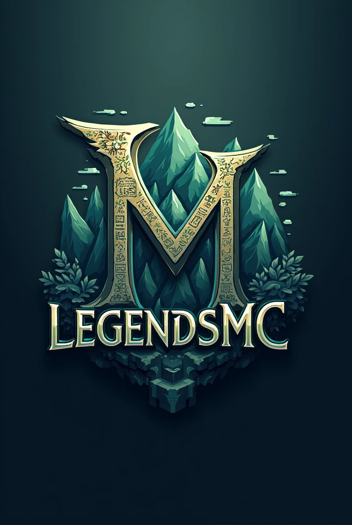 Create a simple logo that says: "LegendsMC" and possibly a letter has to do with different myths and mythologies and is also related to the world of Minecraft