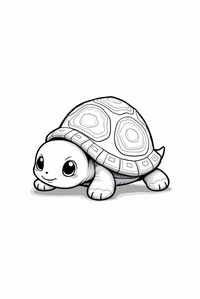 magic turtle, line art, cute, white background, no color, 2d, 1:1