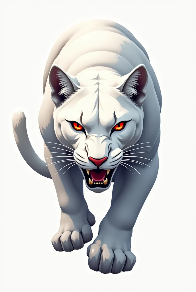 A logo of a fierce albino puma

