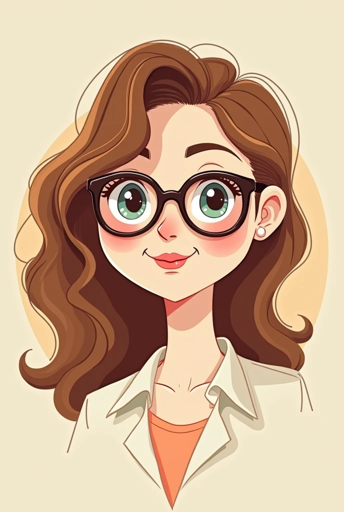 woman with glasses, animated cartoon style, simpler

