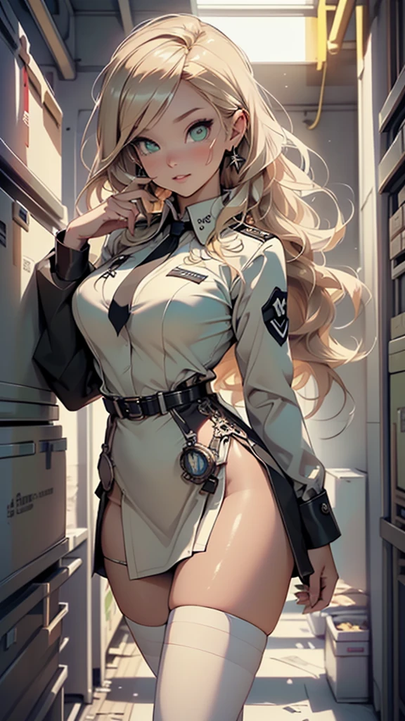 (((best final quality))), (((white bob hairstyle))), ssmile(((standing alone:1.2))),(((1 girl:1.2))),((((beautiful perfect woman)))),(((perfectbody detalhado, perfect finger detailed))),((((((final film poster)))))),(((to burst, close up))),((((detailed complicated machine)))),(((((mechanical genius))))),(((American comics))),(((extreme highlights))),(((extremely colorful, primary colours))),neckleace, super beautiful lady,(((Typography))),text, (Unbeatable masterpiece), (hiper HD),(CG 8k hyper-realistic), (((brave face))), (((breasts big))), (((hyper feminine))), (((musclegirl))), sexly girl, king of fighter,（straight hair with thin braids)), ((( sculptural body ))), (((1 girl))), garota de 25 anos com perfectbody,,Beautiful and well-groomed face,muscular body:1.2,solid color detailed jacket, (Head to thigh photos), Complex equipment, (((standing alone))), pirralha violent, (((14歳))), sexly, pose de atitude, work of art, post-apocalypse, (((manga style))), bounty hunter, violent, Manic, the way you want, slenderbody, thin but strong, perfectbody, roupa moderna, advanced technology, neon, sleeves with vertical striped pattern, intricate background, (( cowboy shot )). intricate visual