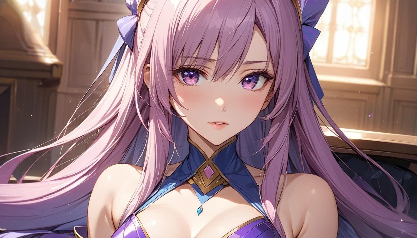 ((Highest quality)), ((masterpiece)), (detailed), (Perfect Face)、That woman is Lacus Clyne, I'm just an ordinary Chinese woman with blue eyes., Pink Hair, And medium long hair, Wearing an engagement ring.