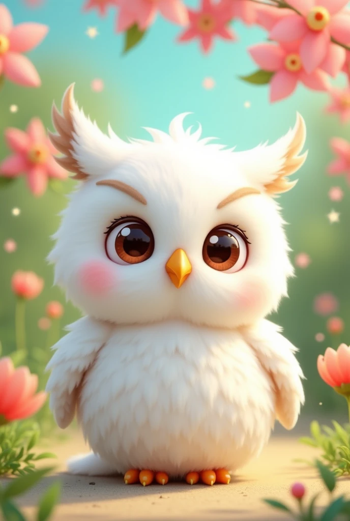 cute white owl mascot
