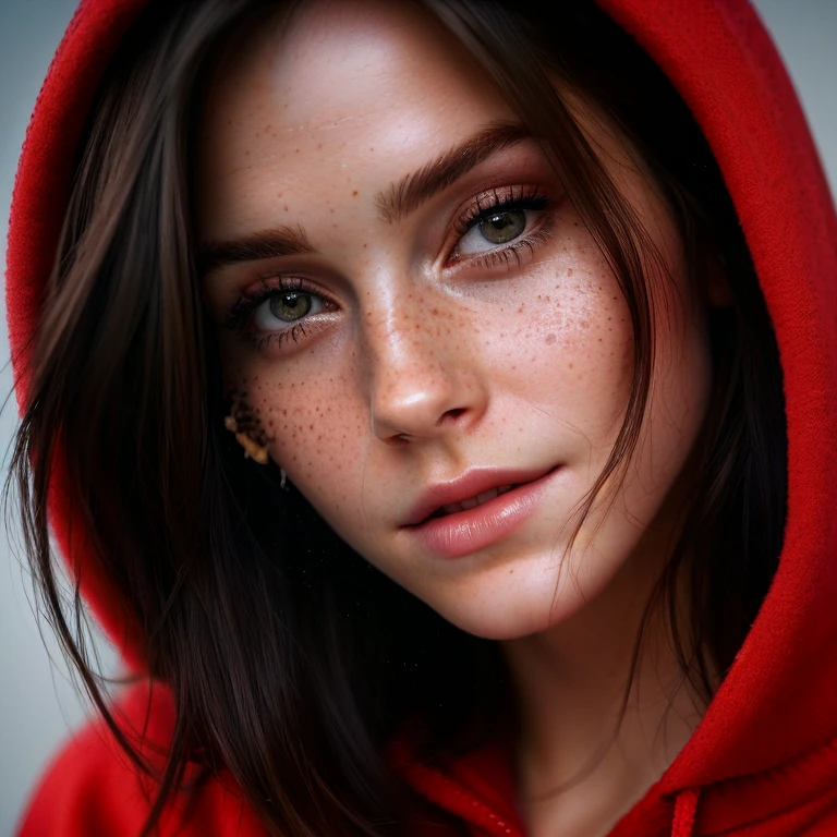 ((( face de Emma Watson:0.9))) a close up of a woman with freckles on her face and a red sweatshirt, Beautiful realistic face, photoBeautiful realistic face, Beautiful realistic face, hyperBeautiful realistic face, Realistic digital artwork 4k, Realistic digital artwork 4 k, beautiful and realistic faces, beautiful digital art, realistic digital painting, Realistic digital artwork, realistic art style, realistic digital drawing, beautiful and realistic face