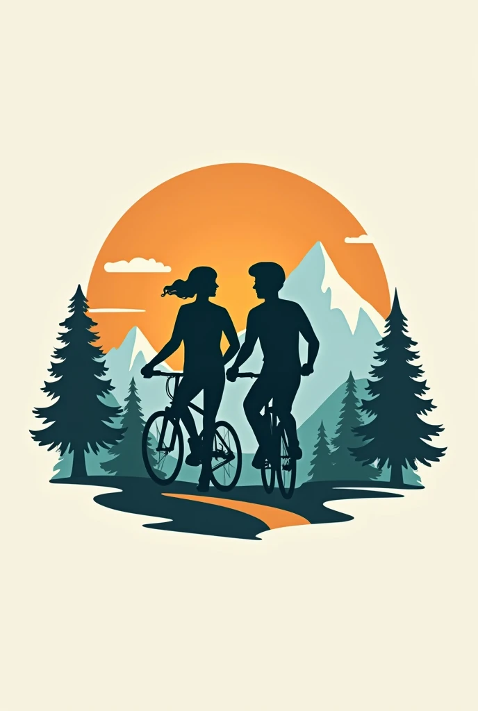 Me and my wife, we practice cycling, we go camping, beach trips, Trails, I need a logo that represents us, use your information, and be careful 