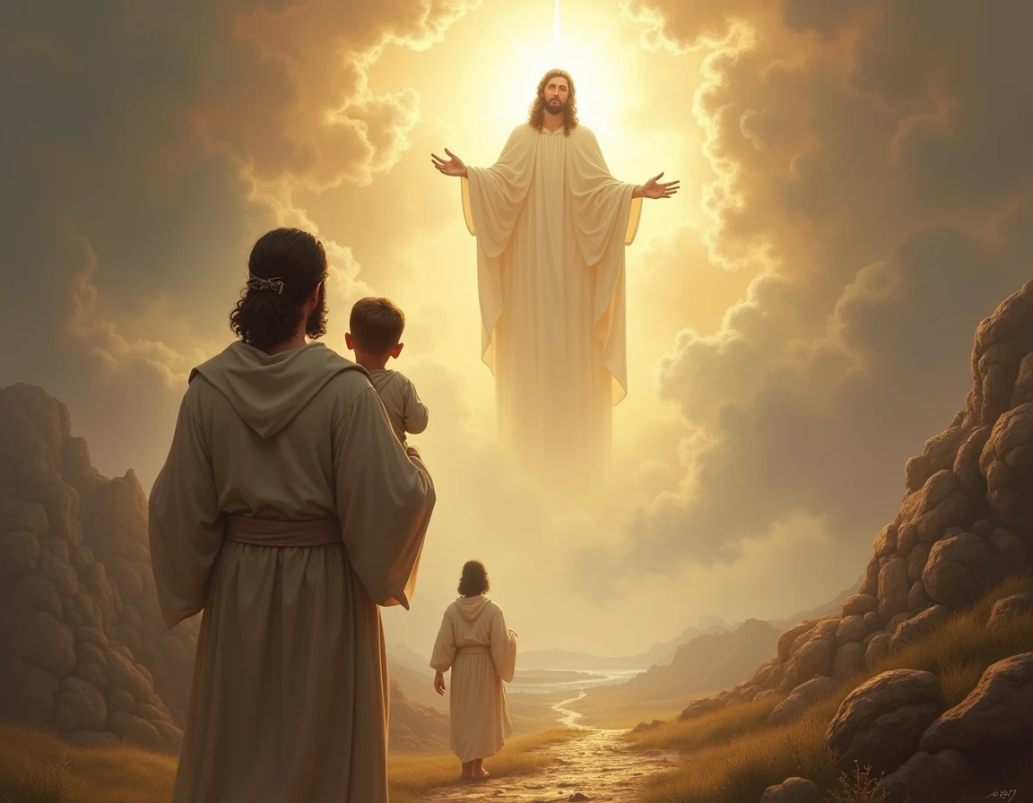 Now it shows the presence of the lord behind the father looking towards the front of the two people 