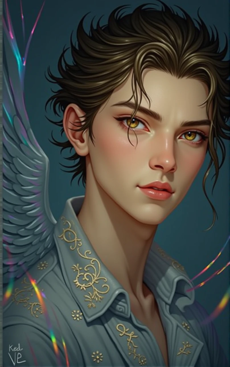 Male angel with rainbow powers