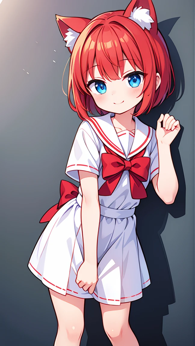 Cat ear、Little、8ｋ、Highest quality、Highest quality、Red hair、smile、Girl、,Look to the side　、Very Short Hair、Sailor suit
