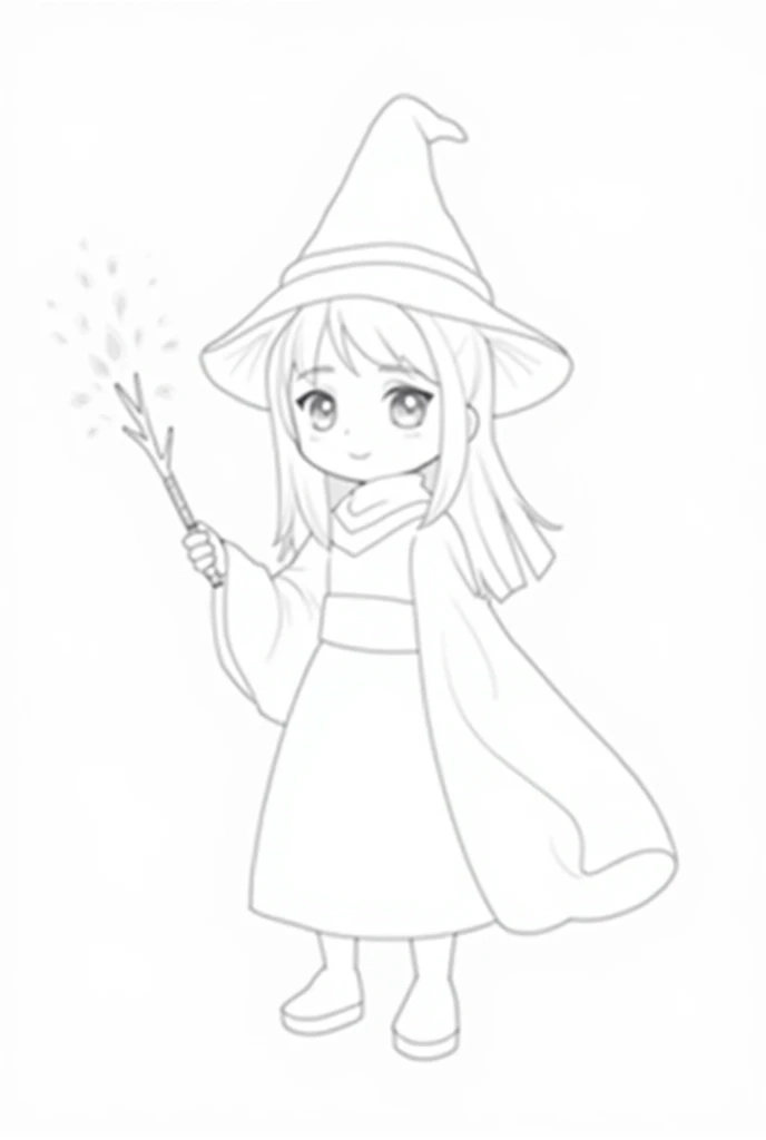 baby girl mage, line art, cute, white background, no color, 2d, 1:1