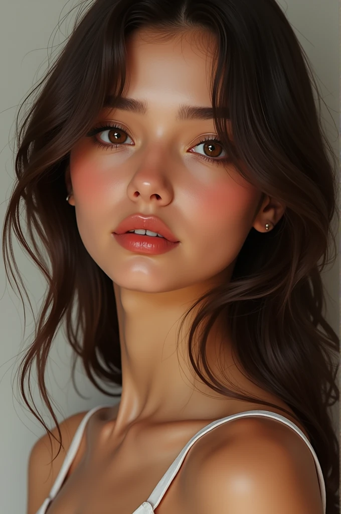 Fille brune aux yeux bridés réaliste