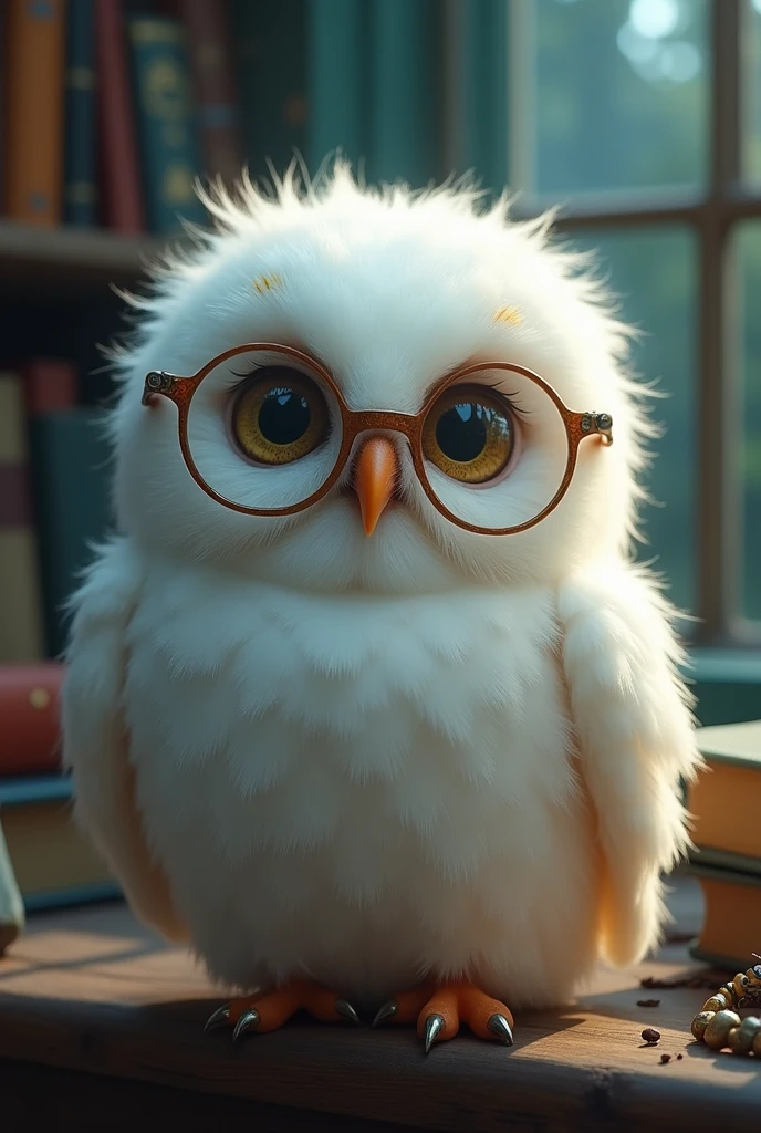 little white owl with glasses

