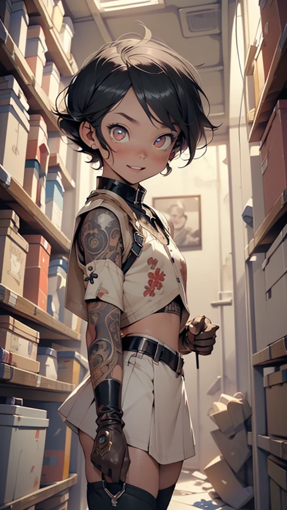 (((1boy))),man:1.5,1 man,(((1man))),((young man)),,
(((male gender:1.5,male focus))),
(((messy short hair, black hair))),(((lustrous skin:1.5,bright skin: 1.5,skin tanned,shiny skin,very shiny skin,shiny body,illuminated skin))),(((red_eyes:1.2))),intricate eyes,beautiful detailed eyes,symmetrical eyes,((man chest)),(((detailed face))),
(little Penis, shimacos, crop top, microskirt, thighhighs, elbow gloves),((bulge in pants)),
(dynamic pose:1.0),solo focus,((happy expression)),(centered,scale to fit dimensions,Rule of thirds),
indoor((Nazi bunker,room, dark bunker, swastika,depths of a steampunk bunker)),scenery:1.25,((intricate scenery)),
(Glossy steampunk ornaments),highres,sharp focus,(ultra detailed,extremely detailed),(photorealistic artwork:1.37),(extremely detailed CG unity 8k wallpaper),(((vibrant colors,vibrant theme))),(intricate),(masterpiece),(best quality),artistic photography,(photography taken by sldr),(intricate background),perfect rendered face,perfect face details,realistic face,photo realistic,((intricate detail)),(((realism))),