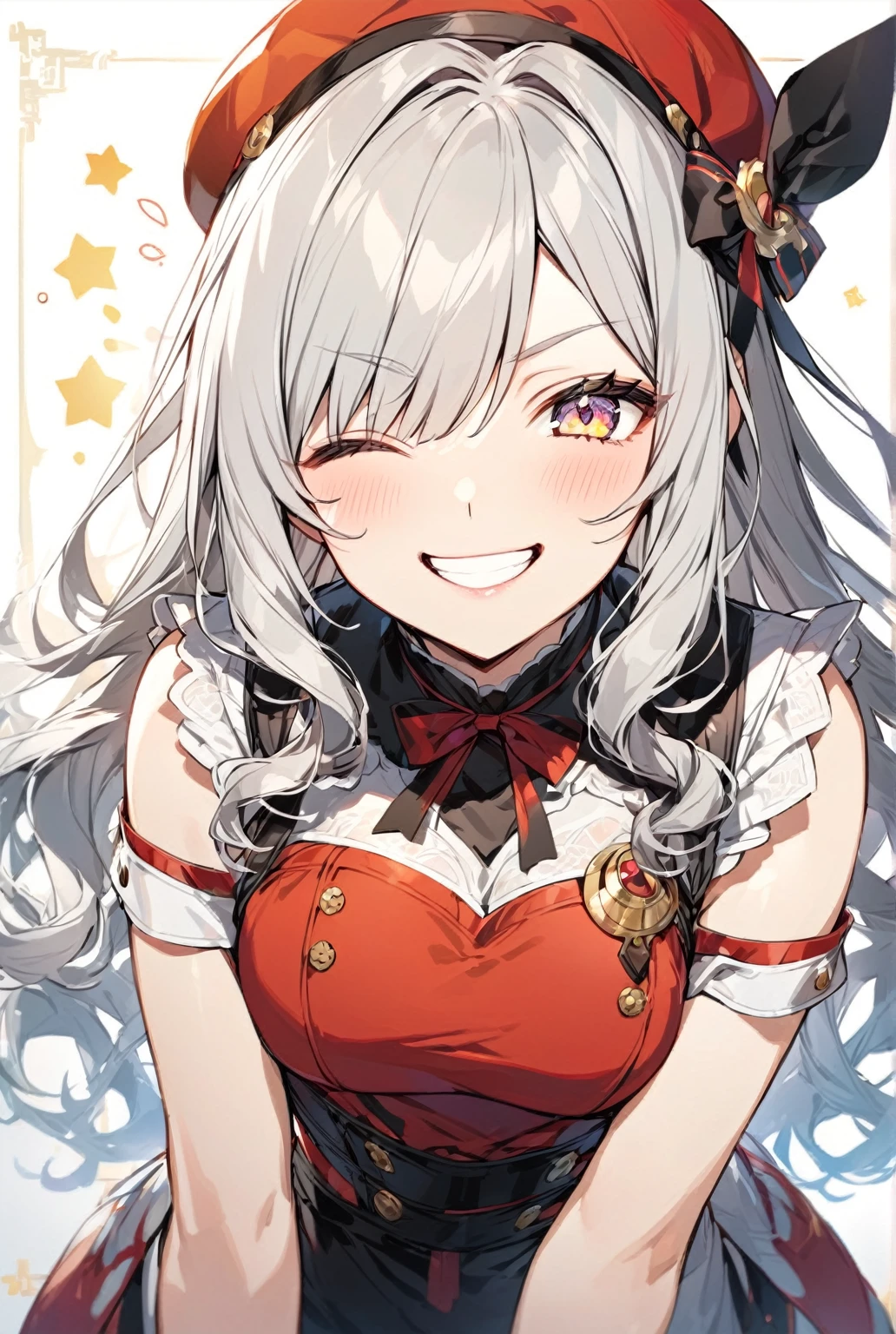 woman、smile，One-eyed wink