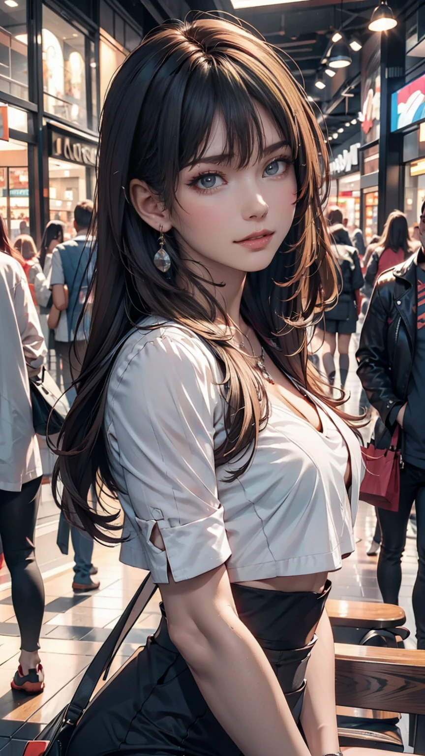 sunset, city, mall, Long Hair Girl