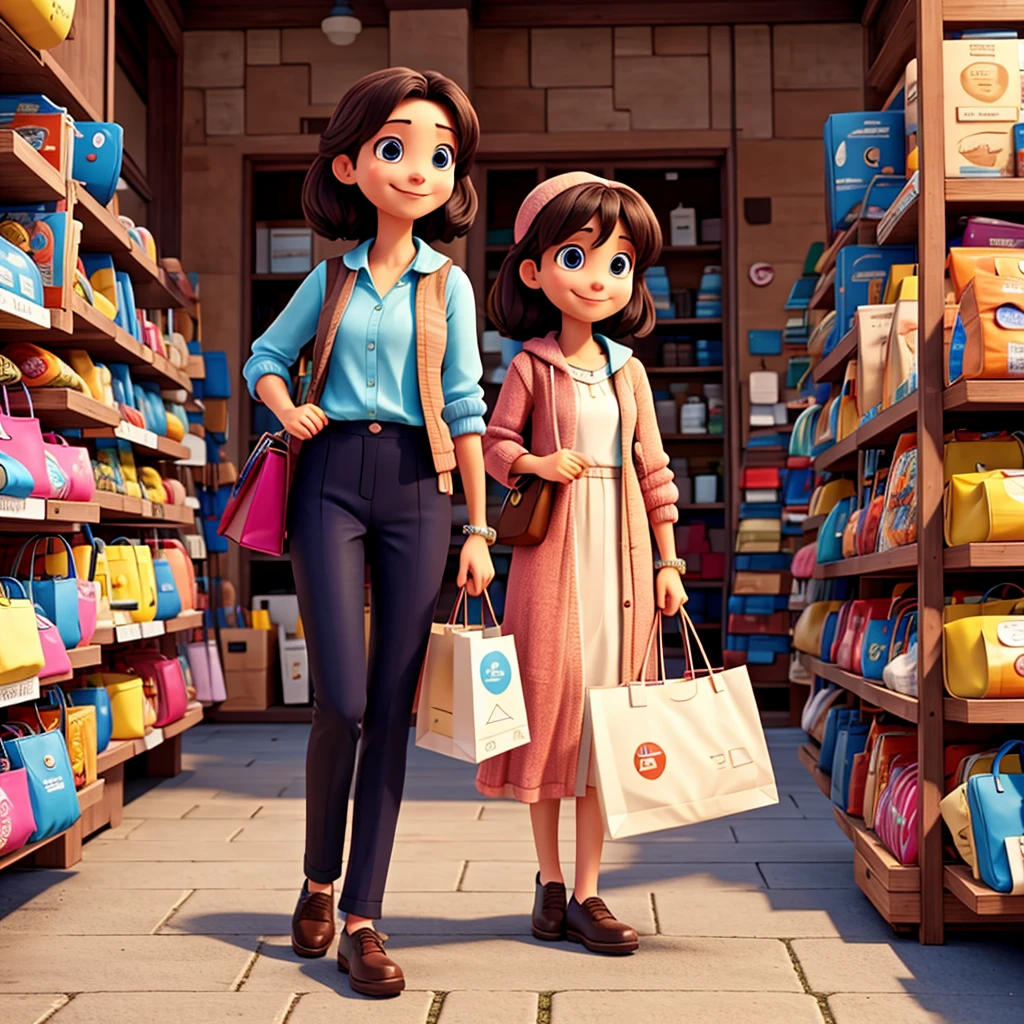 several shopping bags, coloured, no symbol, no logomark,happy face between the bags, pretty, smiling, Youngh, happy, showy,