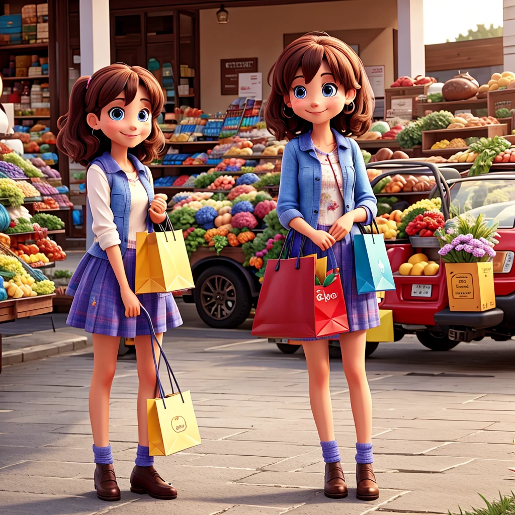 several shopping bags, coloured, no symbol, no logomark,happy face between the bags, pretty, smiling, Youngh, happy, showy,