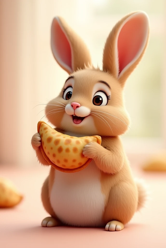 Rabbit eating empanada